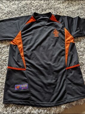 Black and Orange Holland KNVB Soccer Jersey